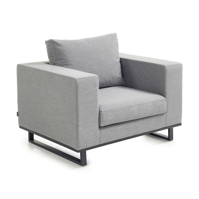 Eden All Weather Fabric Aluminium Lounging Armchair in Ash Grey