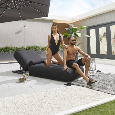 Serenity All Weather Fabric Aluminium Sun Lounger in Charcoal Grey