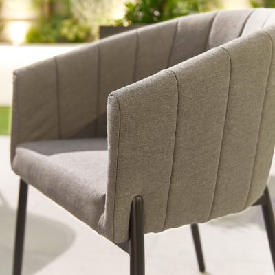 Edge 6 Seat All Weather Fabric Aluminium Dining Set - Round Table in Ash Grey