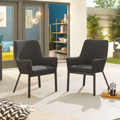 Pair of Genoa All Weather Fabric Dining Chairs