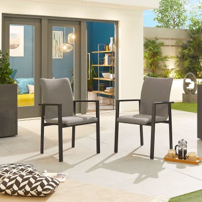 Hugo All Weather Fabric Dining Chair - Set of 4 in Ash Grey