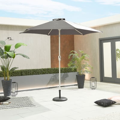 Antigua 2.7m Round Aluminium Traditional Parasol - Grey Canopy and White Frame