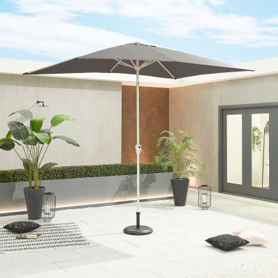 Antigua 3.0m x 2.0m Rectangular Aluminium Traditional Parasol - Grey Canopy and White Frame