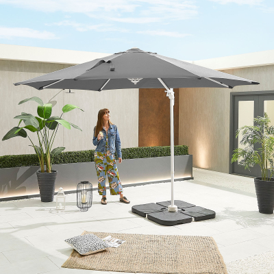 Apollo 3.0m Round Aluminium Cantilever Parasol - Grey Canopy and White Frame