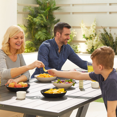 Anzio 8 Seat Aluminium Dining Picnic Bench in Graphite Grey