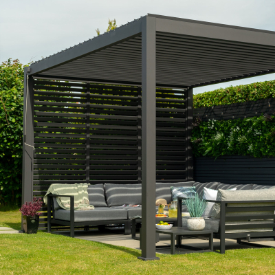 Titan Aluminium Metal Pergola in Graphite Grey - 3.0m x 3.0m Free Standing