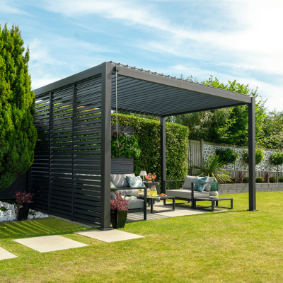 Titan Aluminium Metal Pergola in Graphite Grey - 3.0m x 3.0m Free Standing