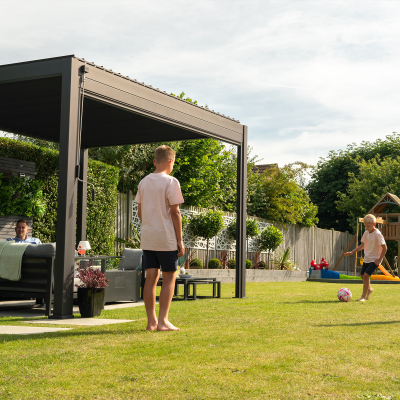 Titan Aluminium Metal Pergola in Graphite Grey - 3.0m x 3.0m Free Standing