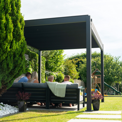 Titan Aluminium Metal Pergola in Graphite Grey - 3.0m x 3.0m Free Standing