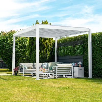 Titan Aluminium Metal Pergola in Chalk White - 3.0m x 3.0m Free Standing