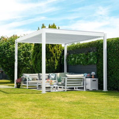 Titan Aluminium Metal Pergola in Chalk White - 3.0m x 3.0m Free Standing