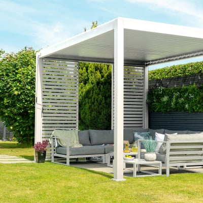 Titan Aluminium Metal Pergola in Chalk White - 3.0m x 3.0m Free Standing