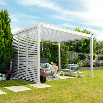 Titan Aluminium Metal Pergola in Chalk White - 3.0m x 3.0m Free Standing