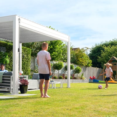 Titan Aluminium Metal Pergola in Chalk White - 3.0m x 3.0m Free Standing