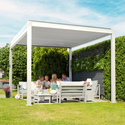 Titan Aluminium Metal Pergola in Chalk White - 3.0m x 3.0m Free Standing