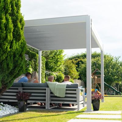 Titan Aluminium Metal Pergola in Chalk White - 3.0m x 3.0m Free Standing