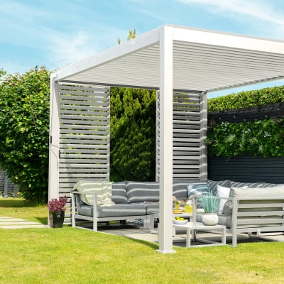 Titan Aluminium Metal Pergola in Chalk White - 3.0m x 3.0m Free Standing