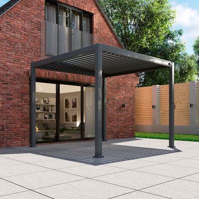 Titan Aluminium Metal Pergola in Graphite Grey - 3.6m x 3.6m Free Standing