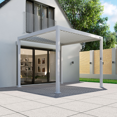 Titan Aluminium Metal Pergola in Chalk White - 3.6m x 3.6m Free Standing