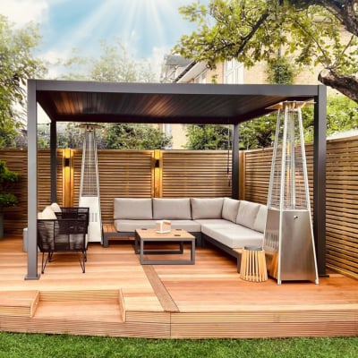 Titan Aluminium Metal Pergola in Graphite Grey - 4.0m x 3.0m Free Standing