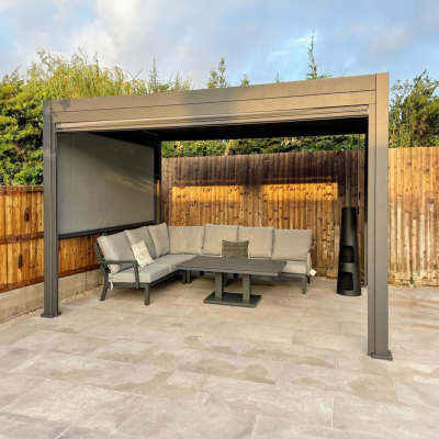 Titan Aluminium Metal Pergola in Graphite Grey - 4.0m x 3.0m Free Standing