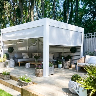 Titan Aluminium Metal Pergola in Chalk White - 4.0m x 3.0m Free Standing