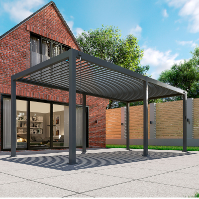 Titan Aluminium Metal Pergola in Graphite Grey - 6.0m x 3.0m Free Standing