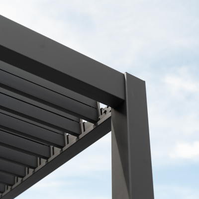 Titan Aluminium Wall Mounted Pergola - 3.0m x 3.0m in Graphite Grey