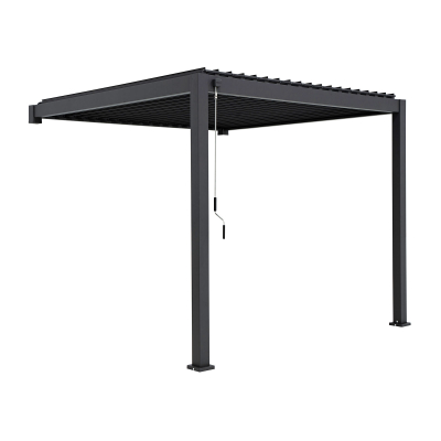 Titan Aluminium Wall Mounted Pergola - 3.0m x 3.0m in Graphite Grey