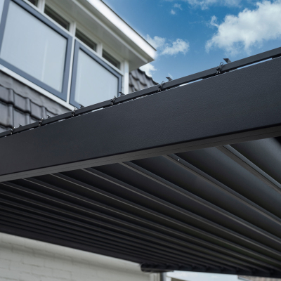 Titan Rectangular Aluminium Wall Mounted Pergola - 3.6m x 3.0m in Graphite Grey