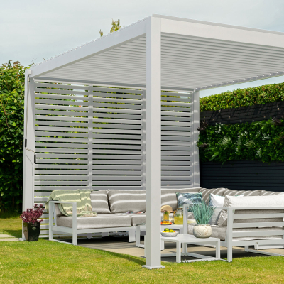 Titan Aluminium Louvre Side Panel - 1.0m x Single Panel in Chalk White