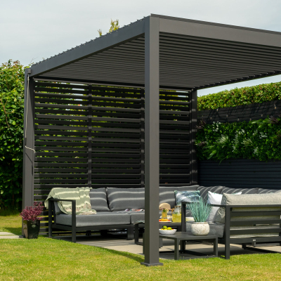 Titan Aluminium Louvre Side Panel - 1.3m x Single Panel in Graphite Grey