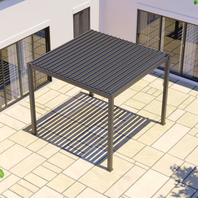 Proteus Lite Metal Pergola in Graphite Grey - 3.0m x 3.0m Free Standing