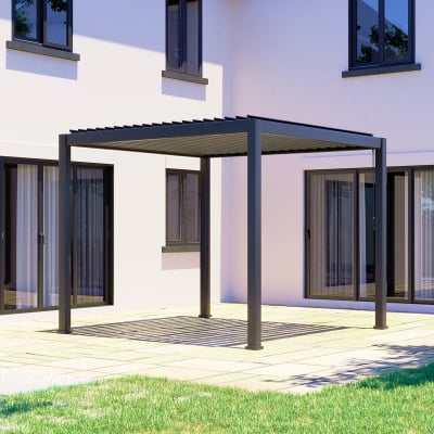 Proteus Lite Metal Pergola in Graphite Grey - 3.0m x 3.0m Free Standing