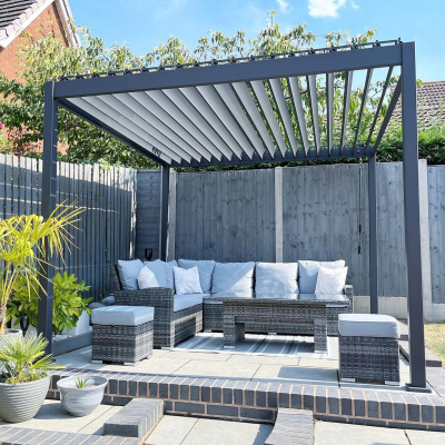 Proteus Lite Metal Pergola in Graphite Grey - 3.0m x 3.0m Free Standing