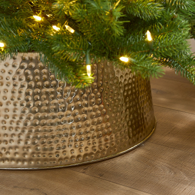 60cm Round Metal Tree Skirt in Gold