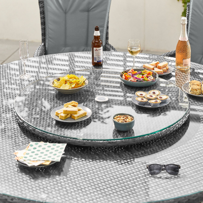 Medium Rattan Lazy Susan for Ice Bucket Table in Grey Rattan