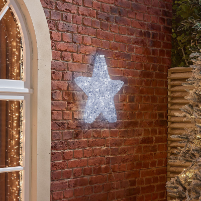 Small Acrylic LED Star Decoration in Cool White