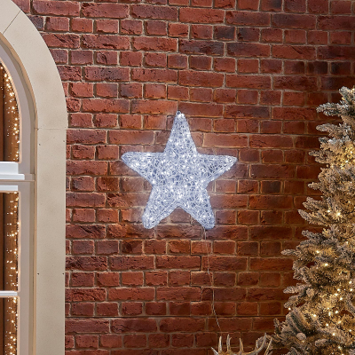 Small Acrylic LED Star Decoration in Cool White