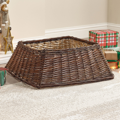 The Winter Workshop 70cm Square Wicker Tree Skirt in Brown