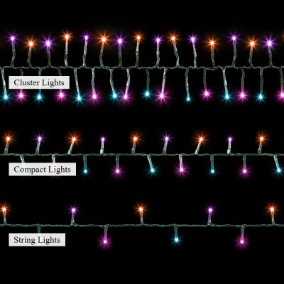 1500 LEDS Christmas Compact Lights in Rainbow