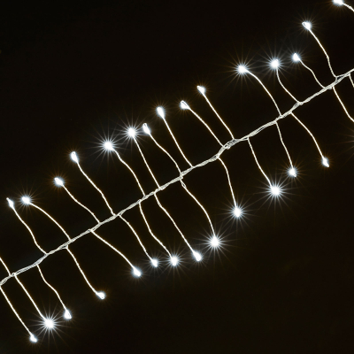 Christmas Pin Wire Cluster LED String Lights with Silver Wire