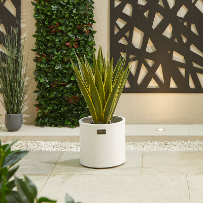 Small Round Aluminium Planter in Chalk White - Single Piece