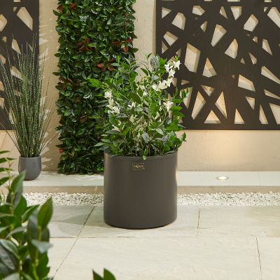 Medium Round Aluminium Planter in Graphite Grey - Single Piece