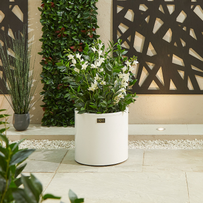 Medium Round Aluminium Planter in Chalk White - Single Piece