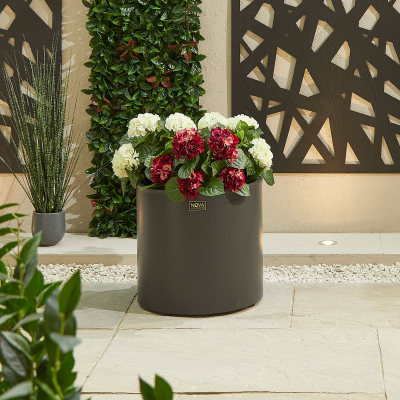 Large Round Aluminium Planter in Graphite Grey - Single Piece