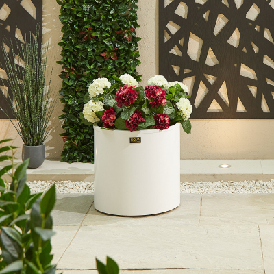 Large Round Aluminium Planter in Chalk White - Single Piece