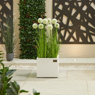 Small Square Aluminium Planter in Chalk White - Single Piece