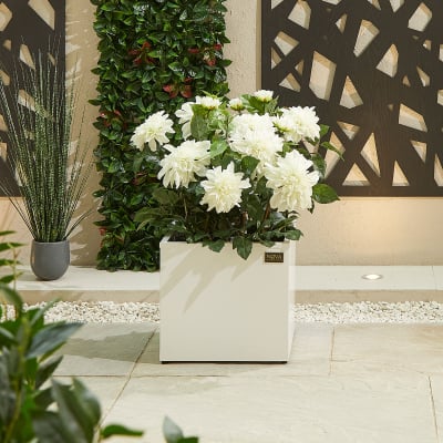 Medium Square Aluminium Planter in Chalk White - Single Piece