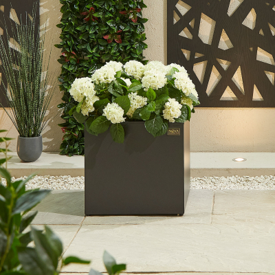 Large Square Aluminium Planter in Graphite Grey - Single Piece